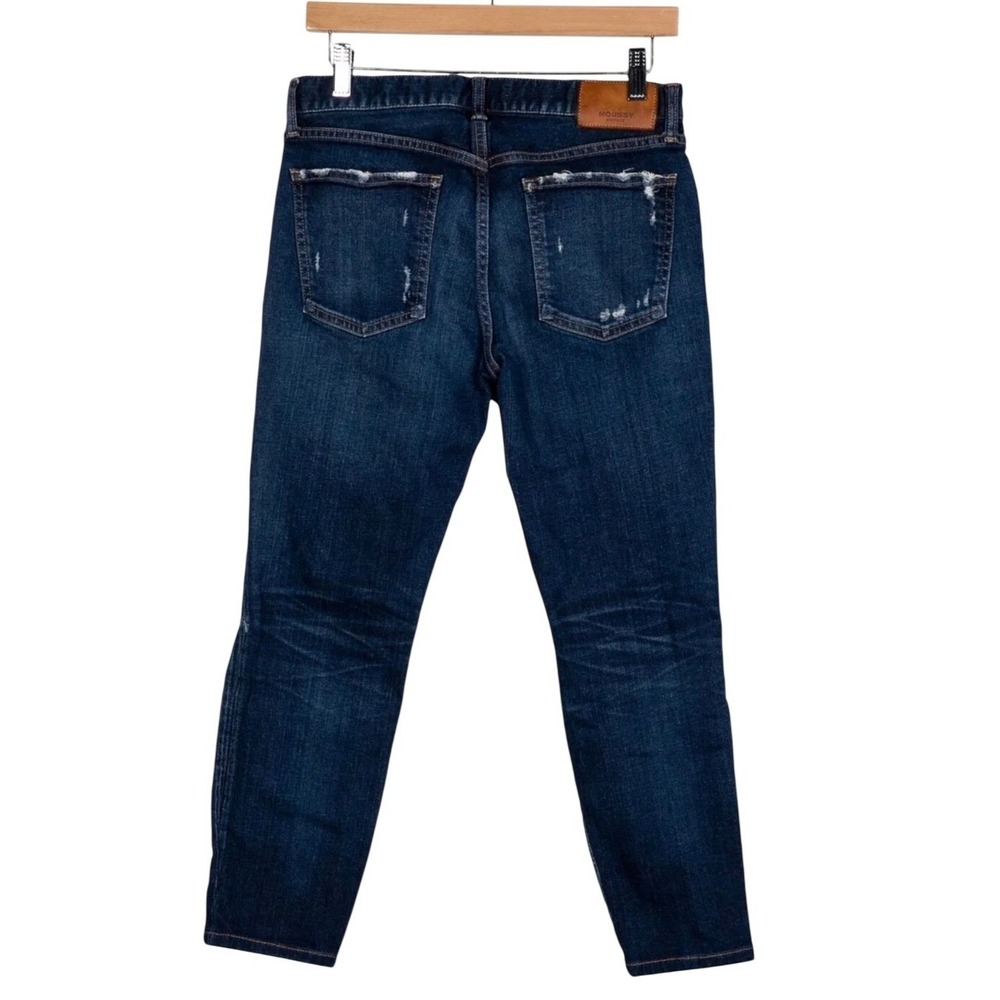 Moussy Vintage Womens Blue Distressed Ripped Knee Slim Tapered Jeans Size 28 NWT - Picture 3 of 16